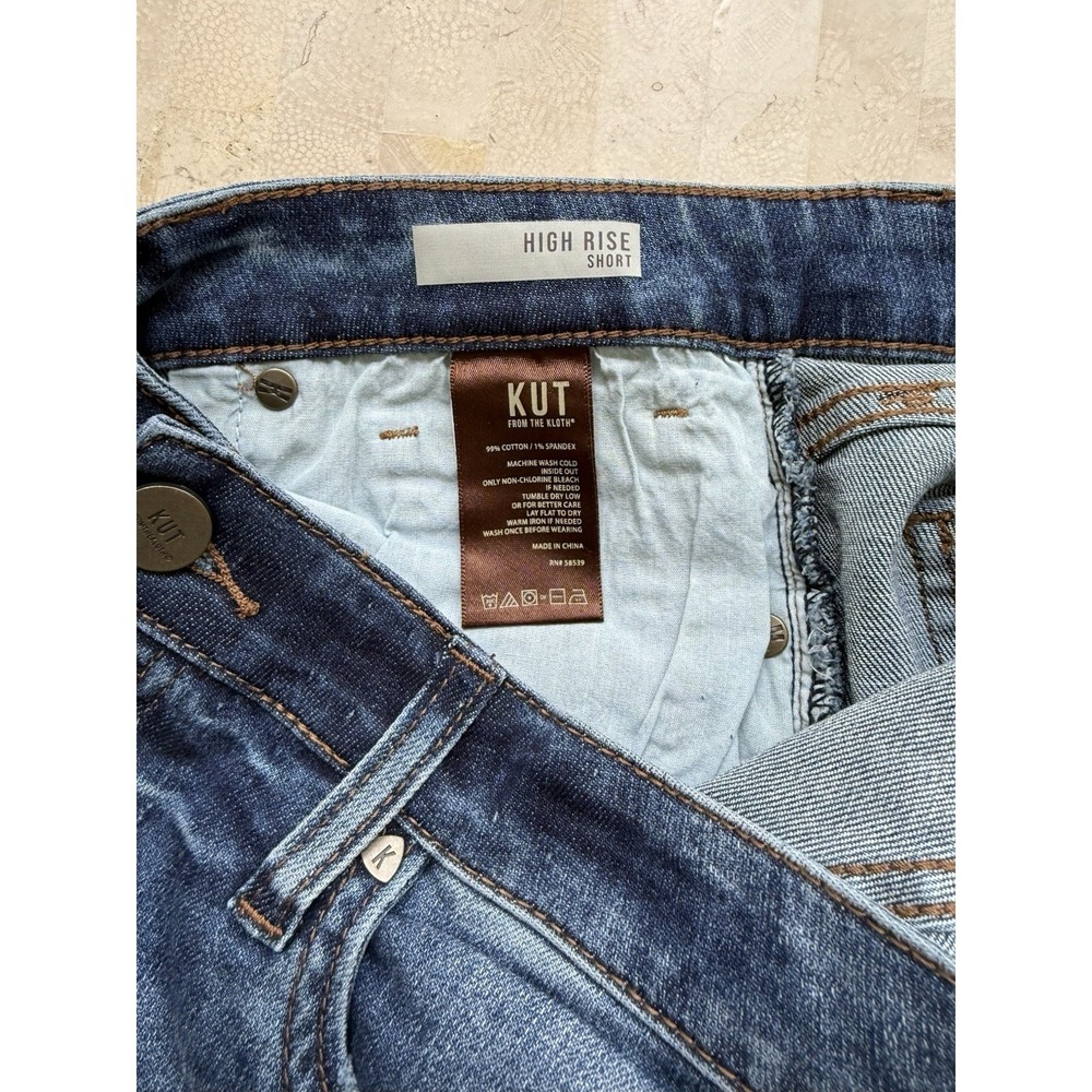 Kut From The Kloth High Rise Distressed Denim Roll Hem Shorts‎ Button Fly NWT 8 - Picture 5 of 6